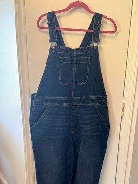 J Crew Plus Size Denim 5 Pocket Overalls Farm Western Cottage Core Medium Wash